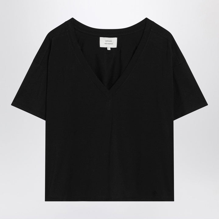 Shirts &amp; Tops LouLou De Saison - Black cotton V-neck T-shirt Brand