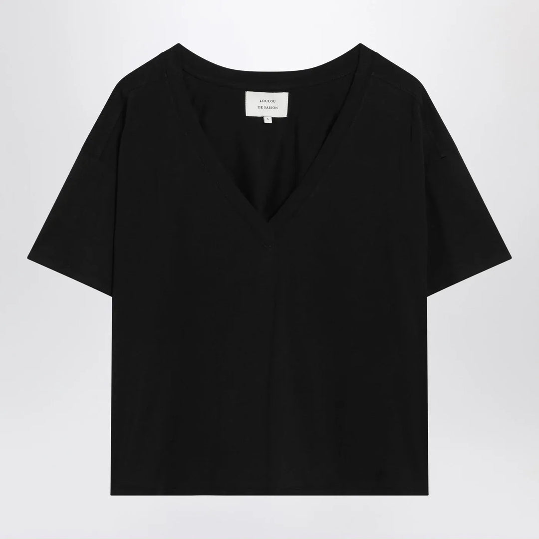 LouLou De Saison - Black cotton V-neck T-shirt Brand Shirts &amp; Tops S