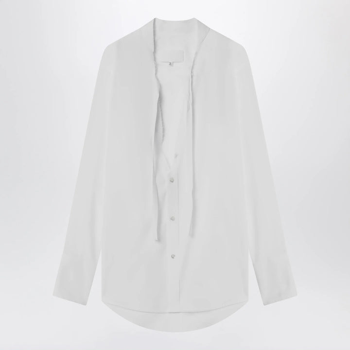 Maison Margiela - Deep V-neck cotton poplin shirt in white Brand Shirts &amp; Tops 40  IT