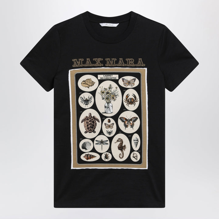 Shirts &amp; Tops Max Mara - Black cotton jersey T-shirt with front print Brand