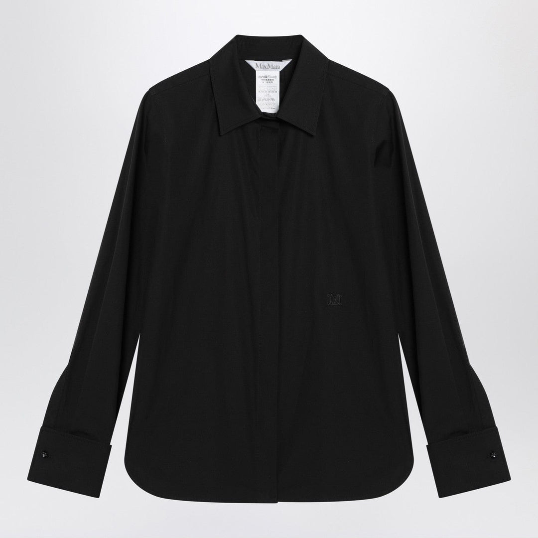 Shirts &amp; Tops 42  IT Max Mara - Black cotton shirt with logo Brand