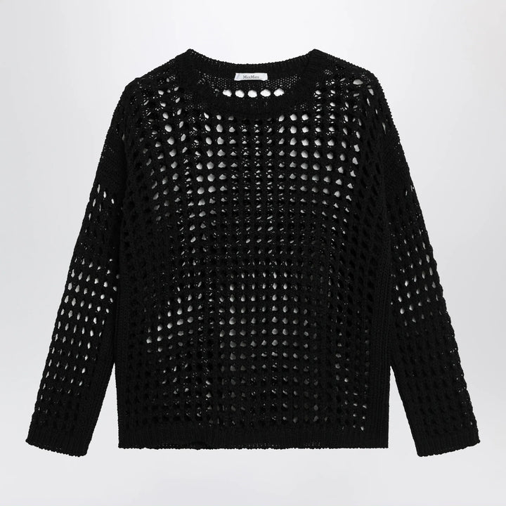 Max Mara - Cotton mesh long-sleeve sweater in Black Brand Shirts &amp; Tops XS