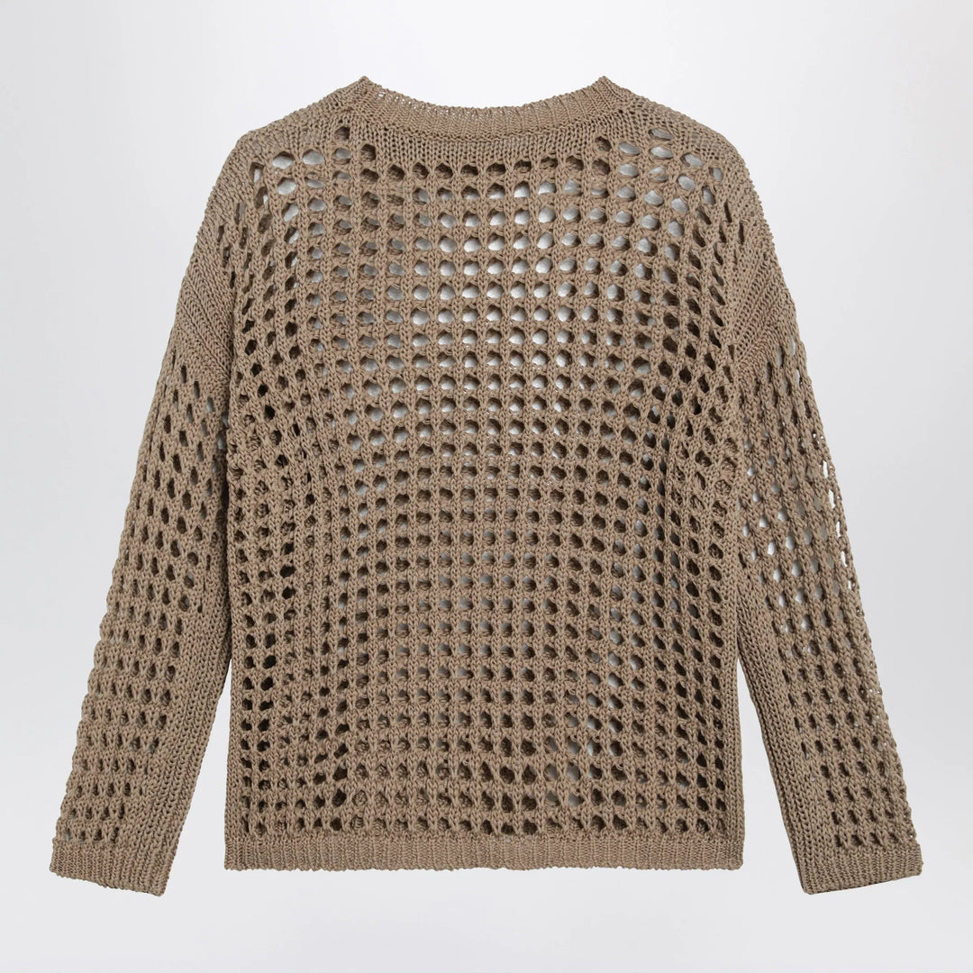 Max Mara - Cotton mesh long-sleeve sweater in Desert Brand Shirts &amp; Tops