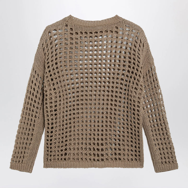 Max Mara - Cotton mesh long-sleeve sweater in Desert Brand Shirts &amp; Tops