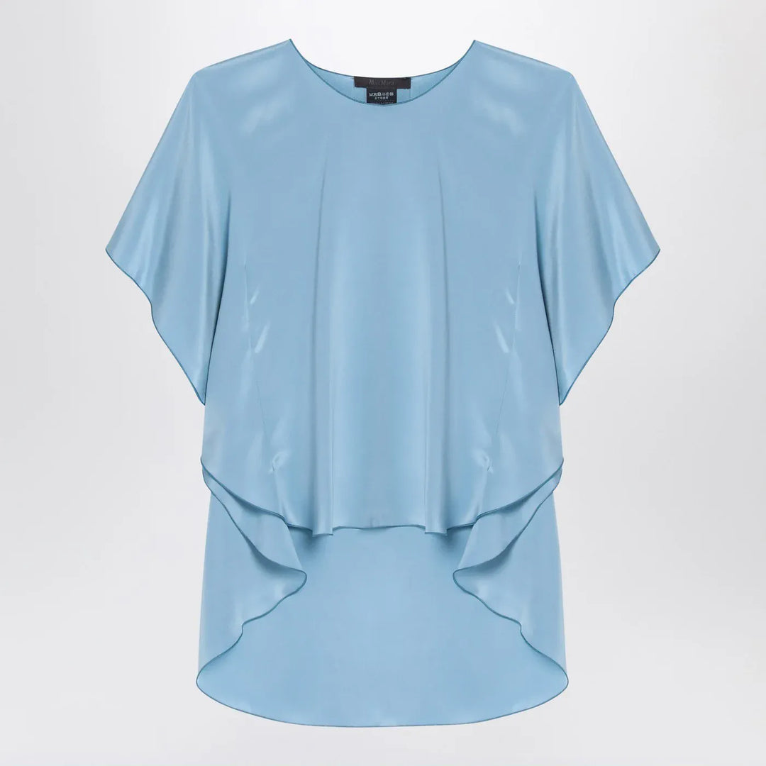 Max Mara Pianoforte - Light blue flowy silk blouse Brand Shirts &amp; Tops 40  IT