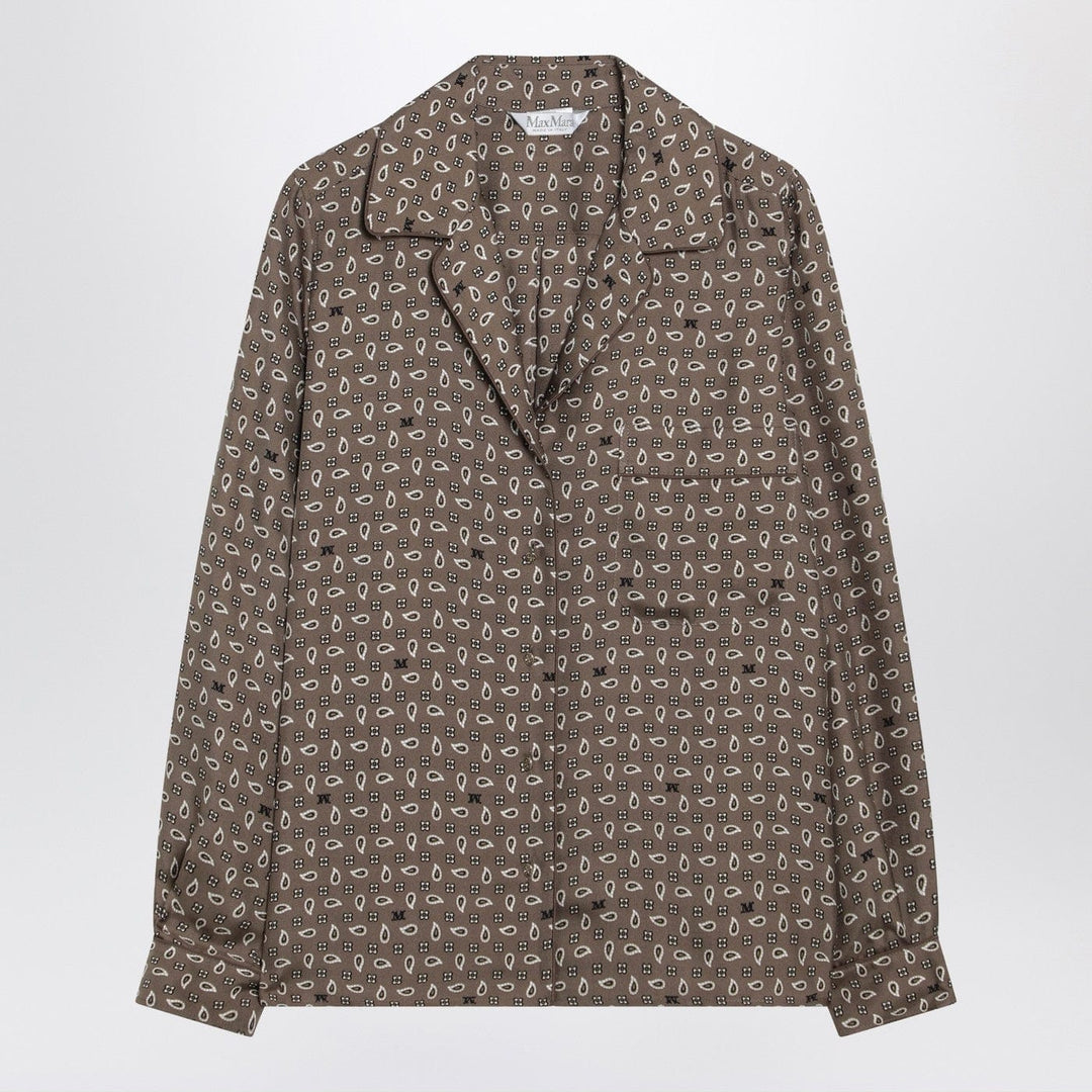 Shirts &amp; Tops Max Mara - Printed silk shirt in mud colour Brand