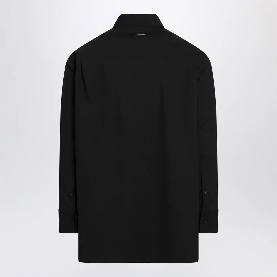 MM6 Maison Margiela - Black wool-blend shirt with label details Brand Shirts &amp; Tops 48 IT