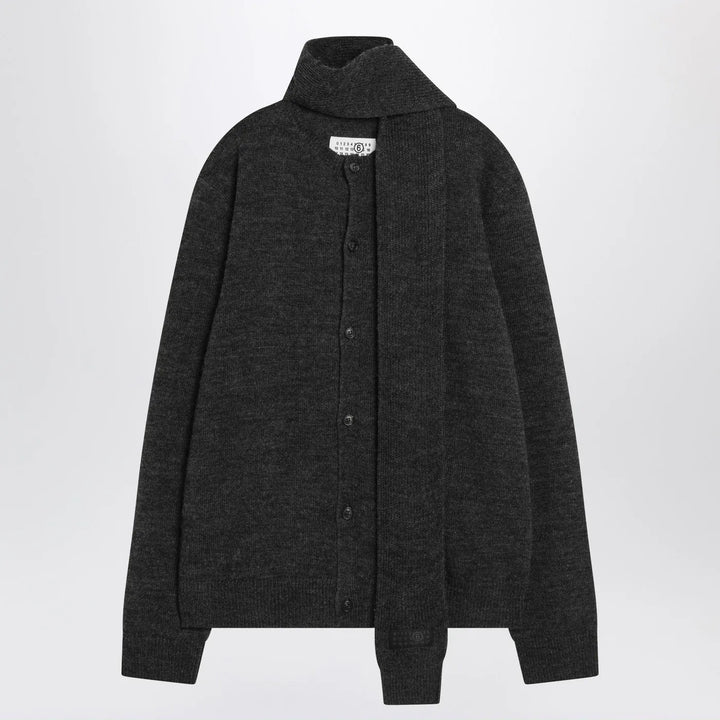 MM6 Maison Margiela - Grey wool-blend cardigan with scarf Brand Shirts &amp; Tops M