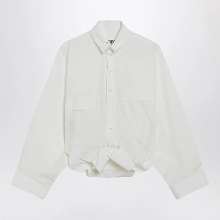 MM6 Maison Margiela - White cotton shirt with mirrored effect Brand Shirts &amp; Tops 40  IT