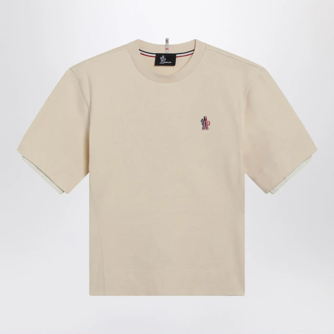 Moncler Grenoble - White cotton-blend T-shirt with logo patch Brand Shirts &amp; Tops S