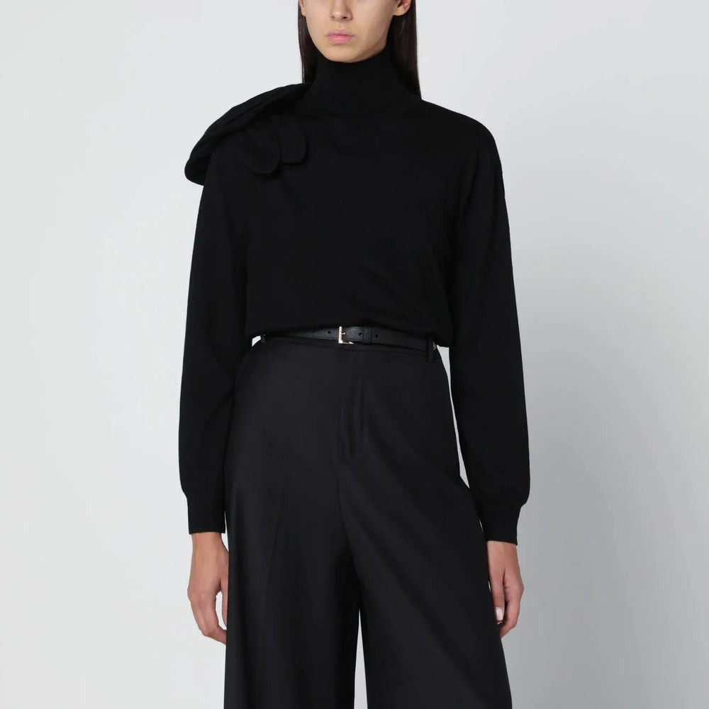 Moschino - Black turtleneck sweater with flower detail Brand Shirts & Tops 40  IT