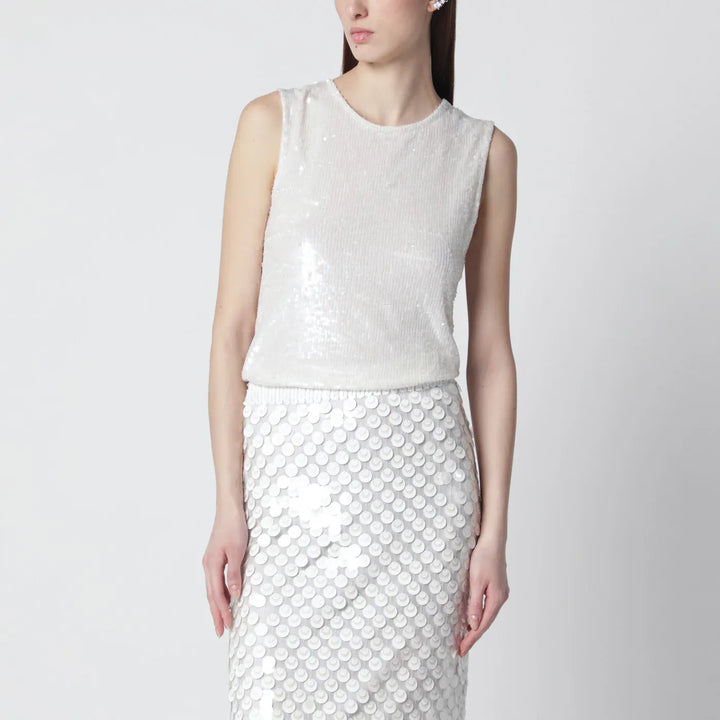 P.A.R.O.S.H. - White sequin top Brand Shirts &amp; Tops S
