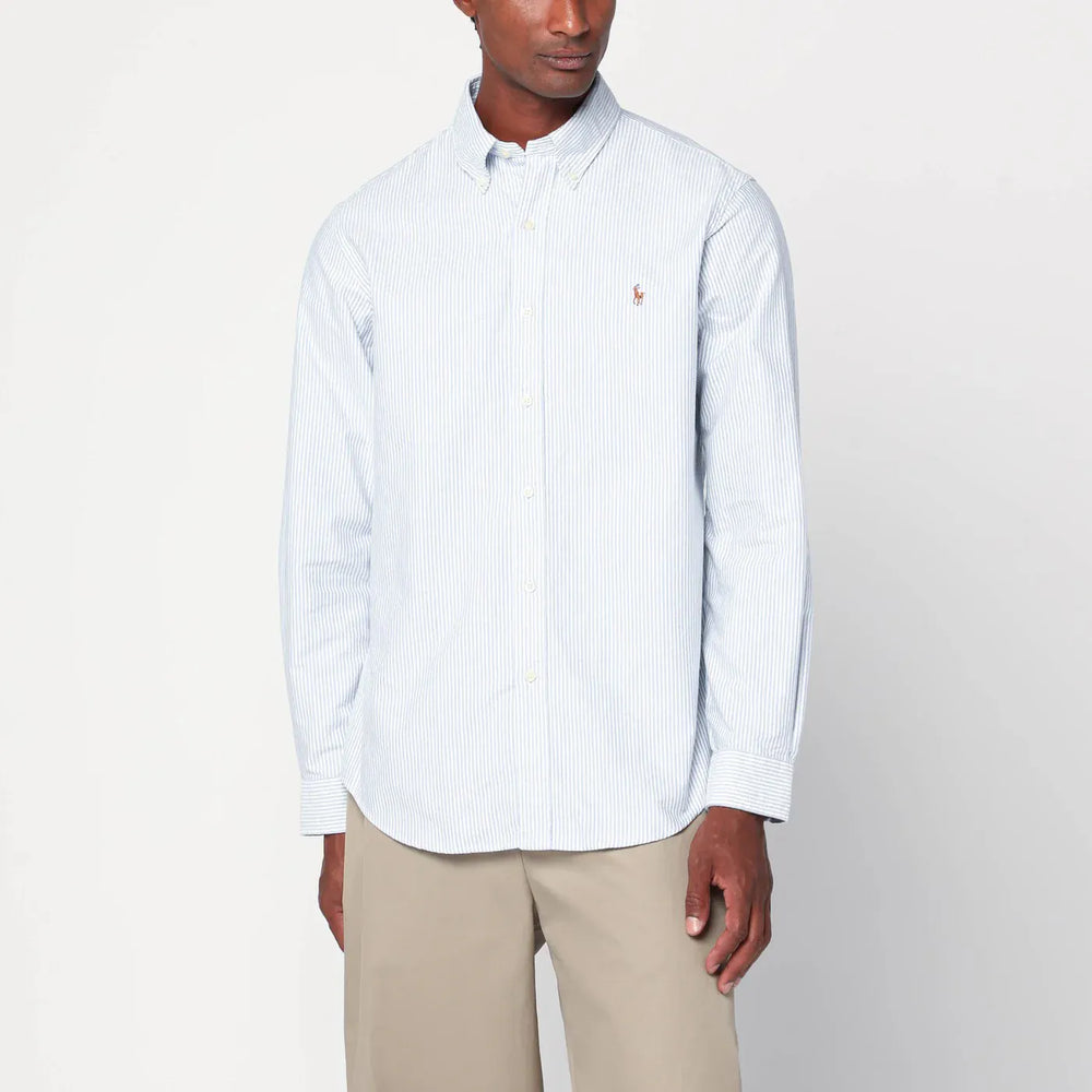 Polo Ralph Lauren - Light blue/white striped Oxford shirt Custom-fit Brand Shirts & Tops XL