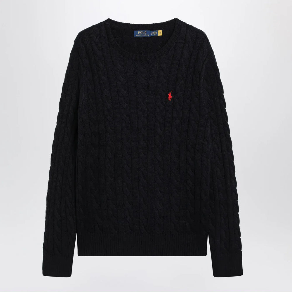 Polo Ralph Lauren - Navy blue cable-knit cotton sweater Brand Shirts & Tops XL