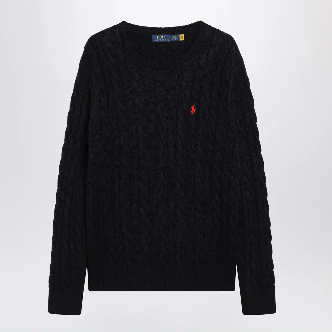 Polo Ralph Lauren - Navy blue cable-knit cotton sweater Brand Shirts &amp; Tops XL