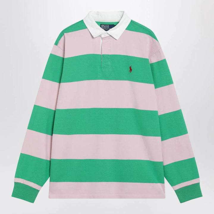 Polo Ralph Lauren - Pink/emerald green striped polo Brand Shirts &amp; Tops L