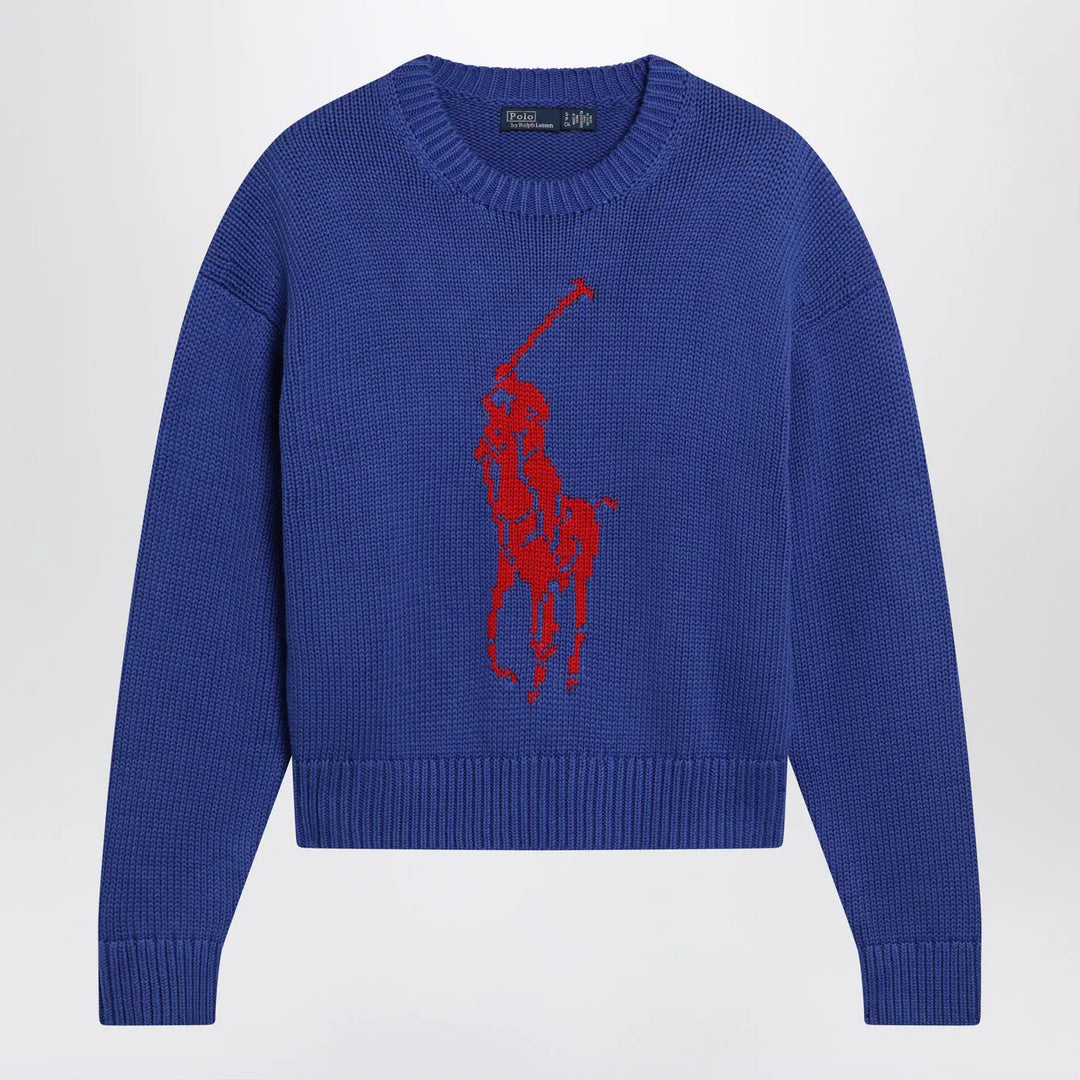 Polo Ralph Lauren - Purplish blue sweater with logo intarsia Brand Shirts &amp; Tops L