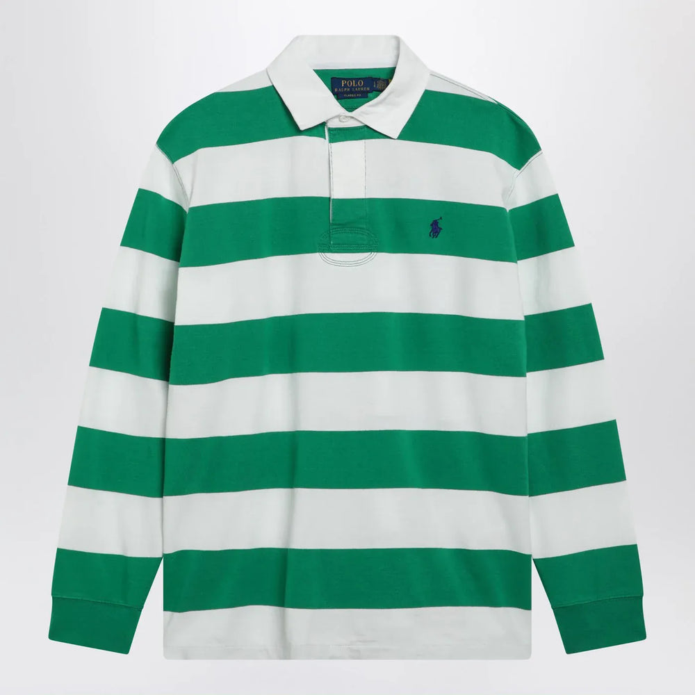 Polo Ralph Lauren - White/green striped Classic Fit polo shirt Brand Shirts & Tops L