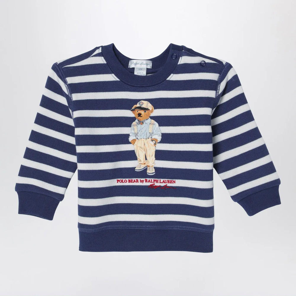 Polo Ralph Lauren - White/navy blue striped sweatshirt with print Brand Shirts & Tops 3