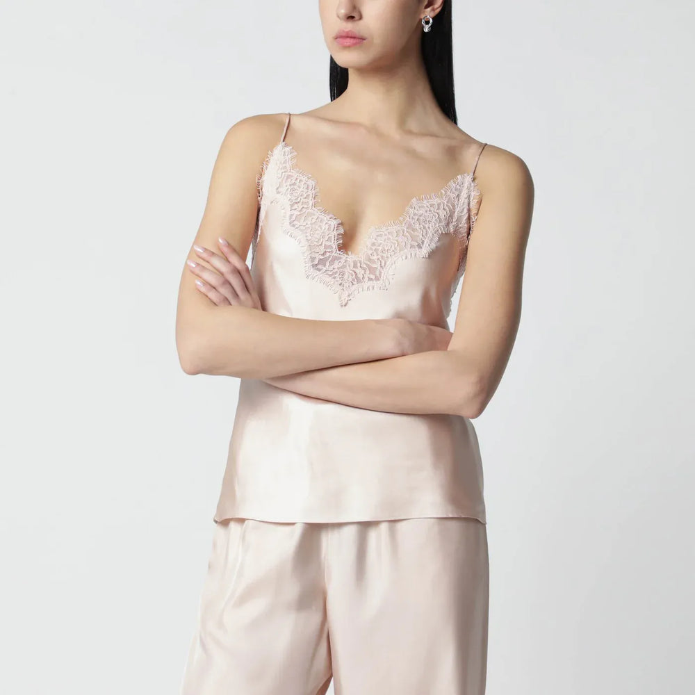 Róhe - Light pink silk tank top with lace Brand Shirts & Tops 38  FR
