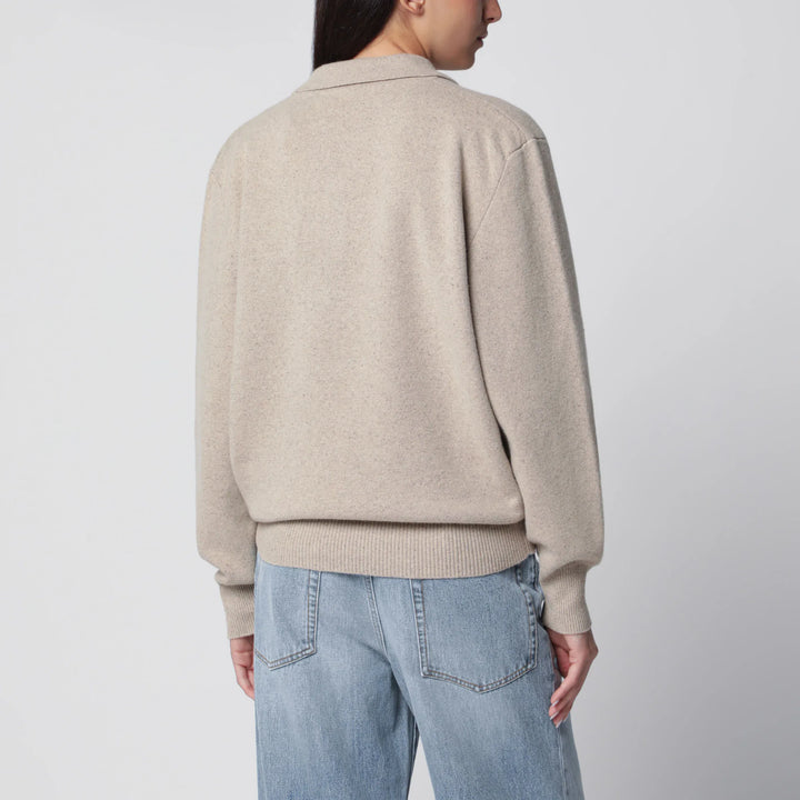 Róhe - Stone Mélange Wool and Cashmere Polo Shirt Brand Shirts &amp; Tops