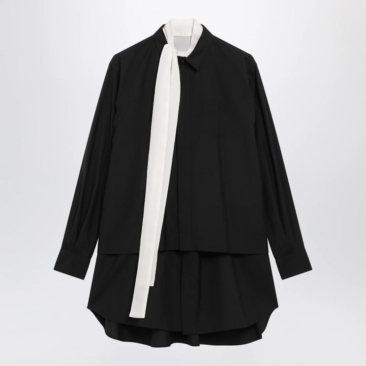 Sacai - Black wool-blend mini shirt dress Brand Shirts &amp; Tops 1