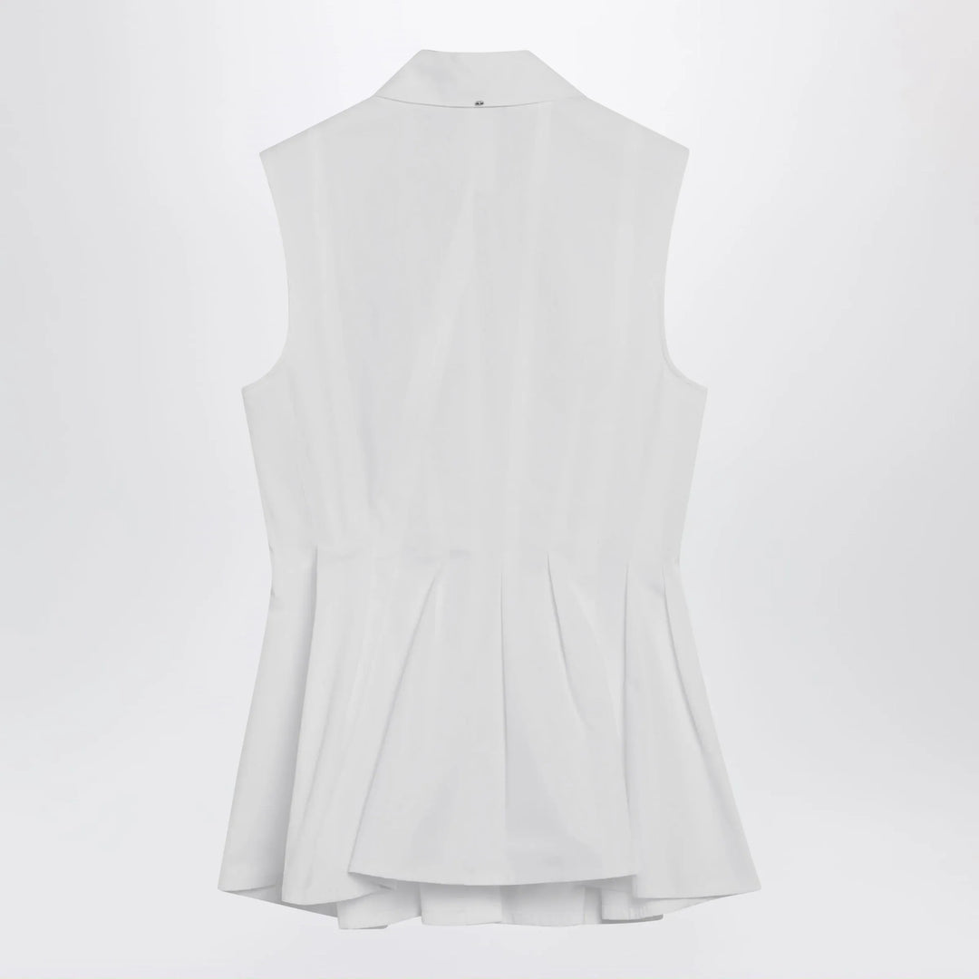 Sportmax - Sleeveless shirt in optical white cotton canvas Brand Shirts &amp; Tops