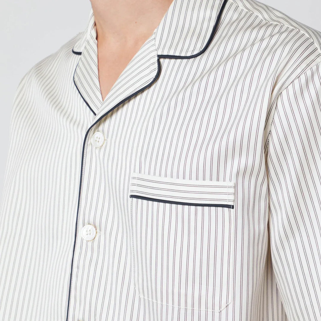 Tekla - Brown and white striped pyjama shirt Brand Shirts &amp; Tops