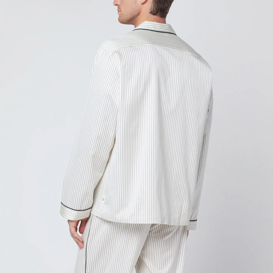 Tekla - Brown and white striped pyjama shirt Brand Shirts &amp; Tops