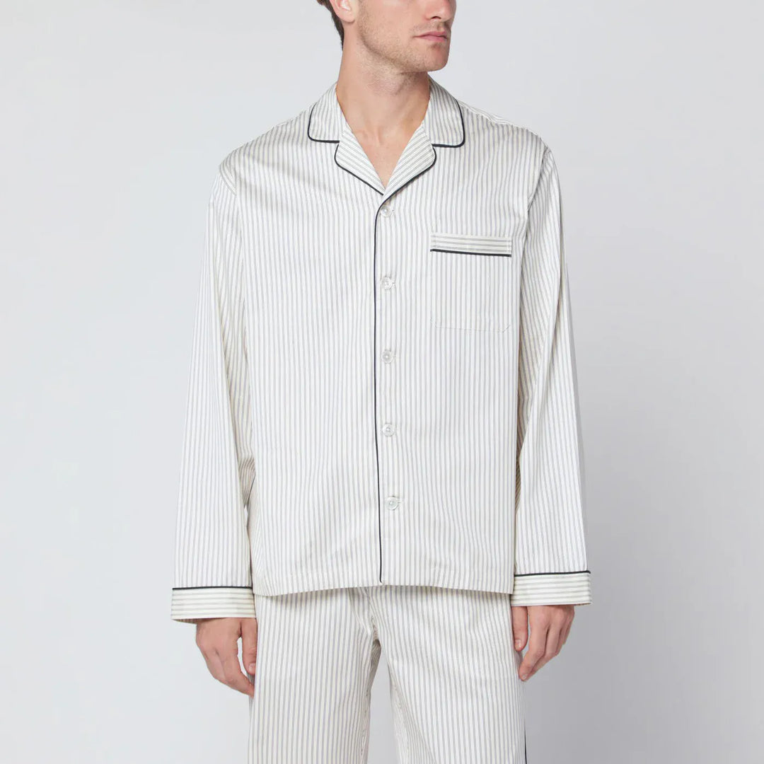 Tekla - Brown and white striped pyjama shirt Brand Shirts &amp; Tops S