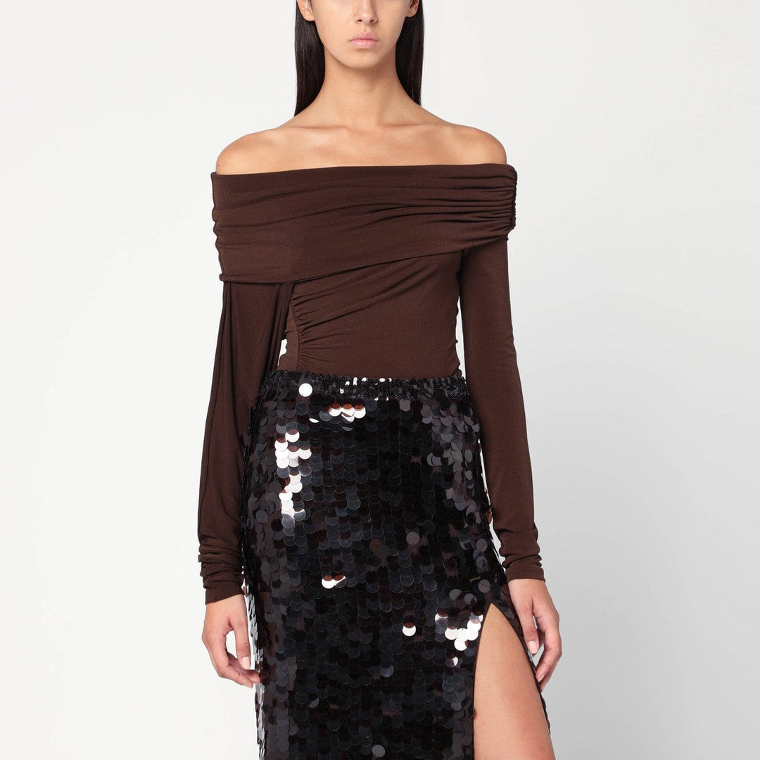 Shirts &amp; Tops 44  IT THE ANDAMANE - Top with bare shoulders in brown jersey Brand