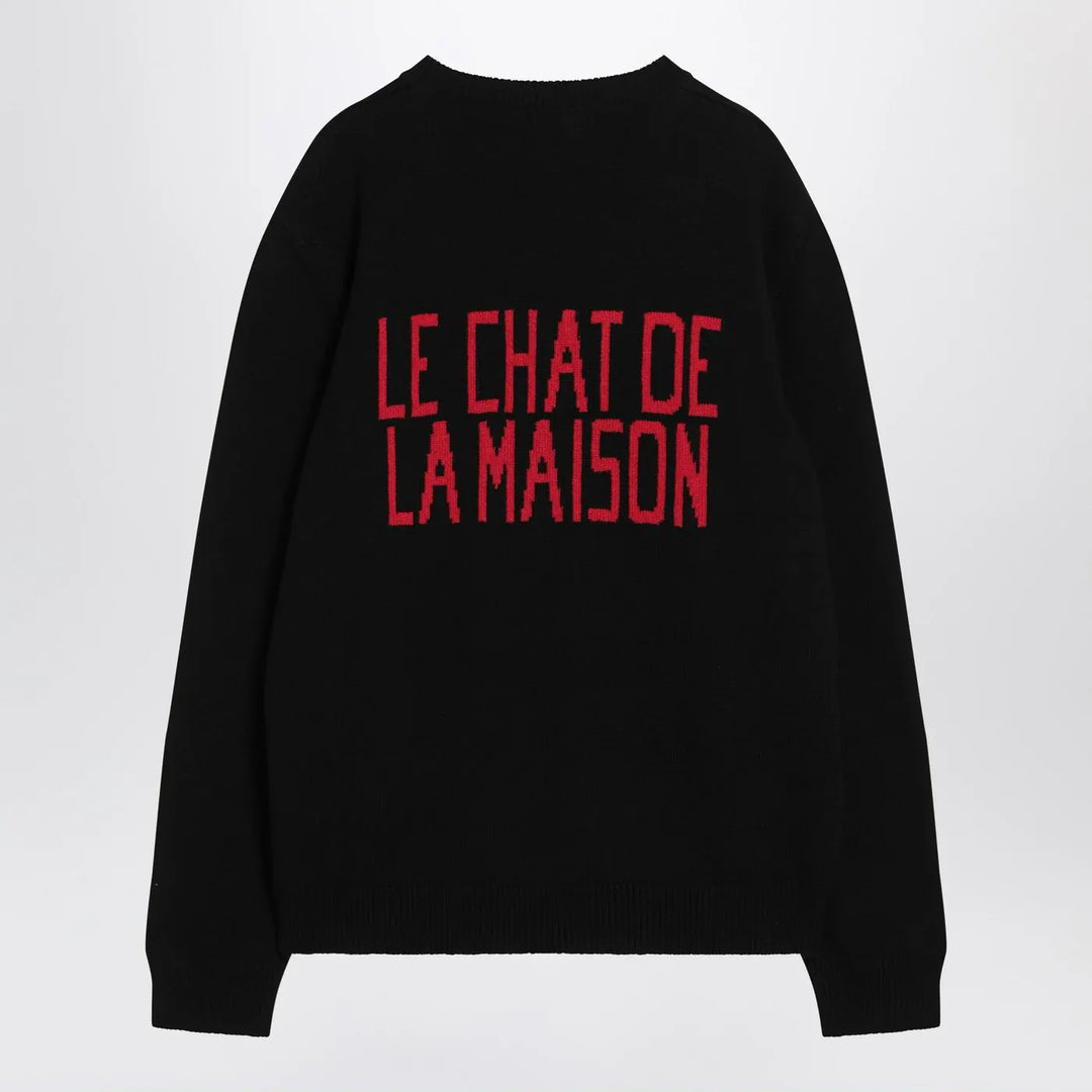 Valentino - Black sweater with Le Chat de la Maison patch Brand Shirts &amp; Tops