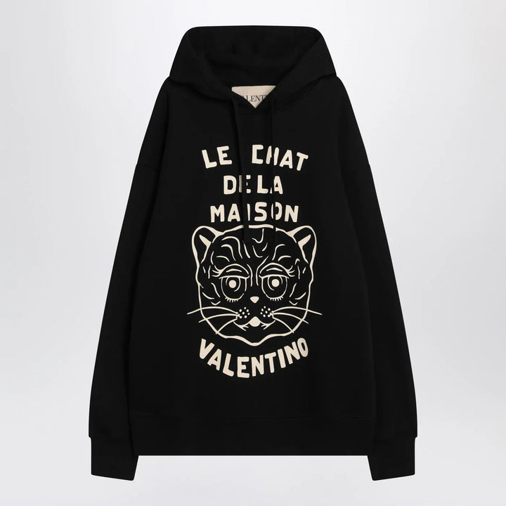 Valentino - Black sweatshirt with Le Chat de la Maison patch Brand Shirts &amp; Tops L