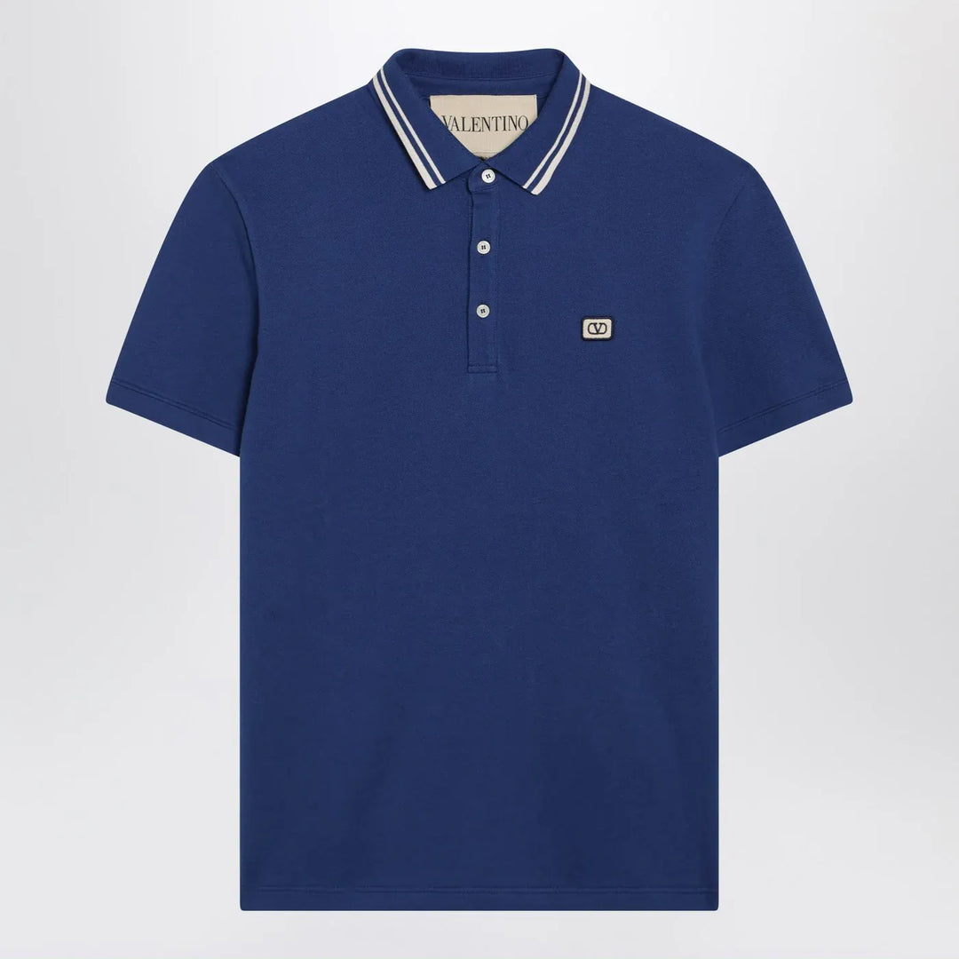 Valentino - Blue polo shirt with Vlogo patch Brand Shirts &amp; Tops S