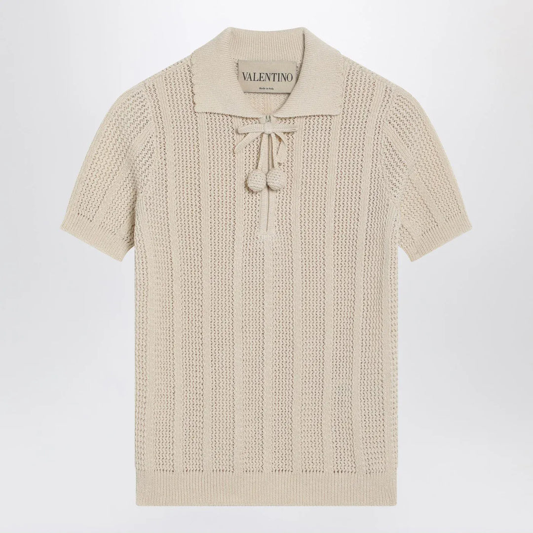 Valentino - Ivory cotton knit polo shirt Brand Shirts &amp; Tops S