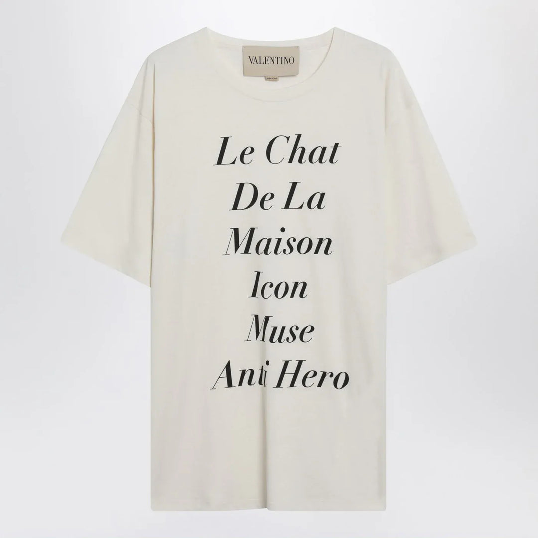 Valentino - Ivory Le Chat De La Maison Icon Muse Anti Hero T-shirt Brand Shirts &amp; Tops S
