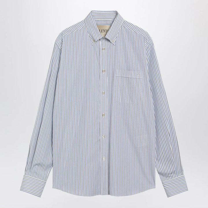 Valentino - Ivory shirt with light blue and blue stripes Brand Shirts &amp; Tops 39