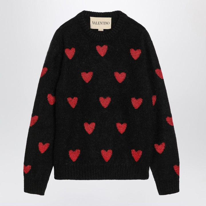 Shirts &amp; Tops Valentino - Jacquard heart pattern sweater black/red Brand
