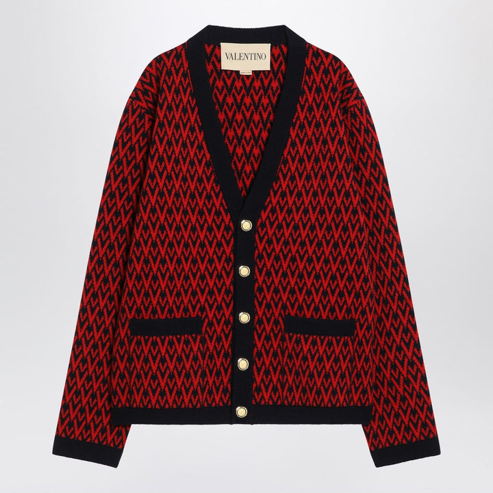 Shirts &amp; Tops M Valentino - Jacquard patterned cardigan Toute la V red/navy blue Brand