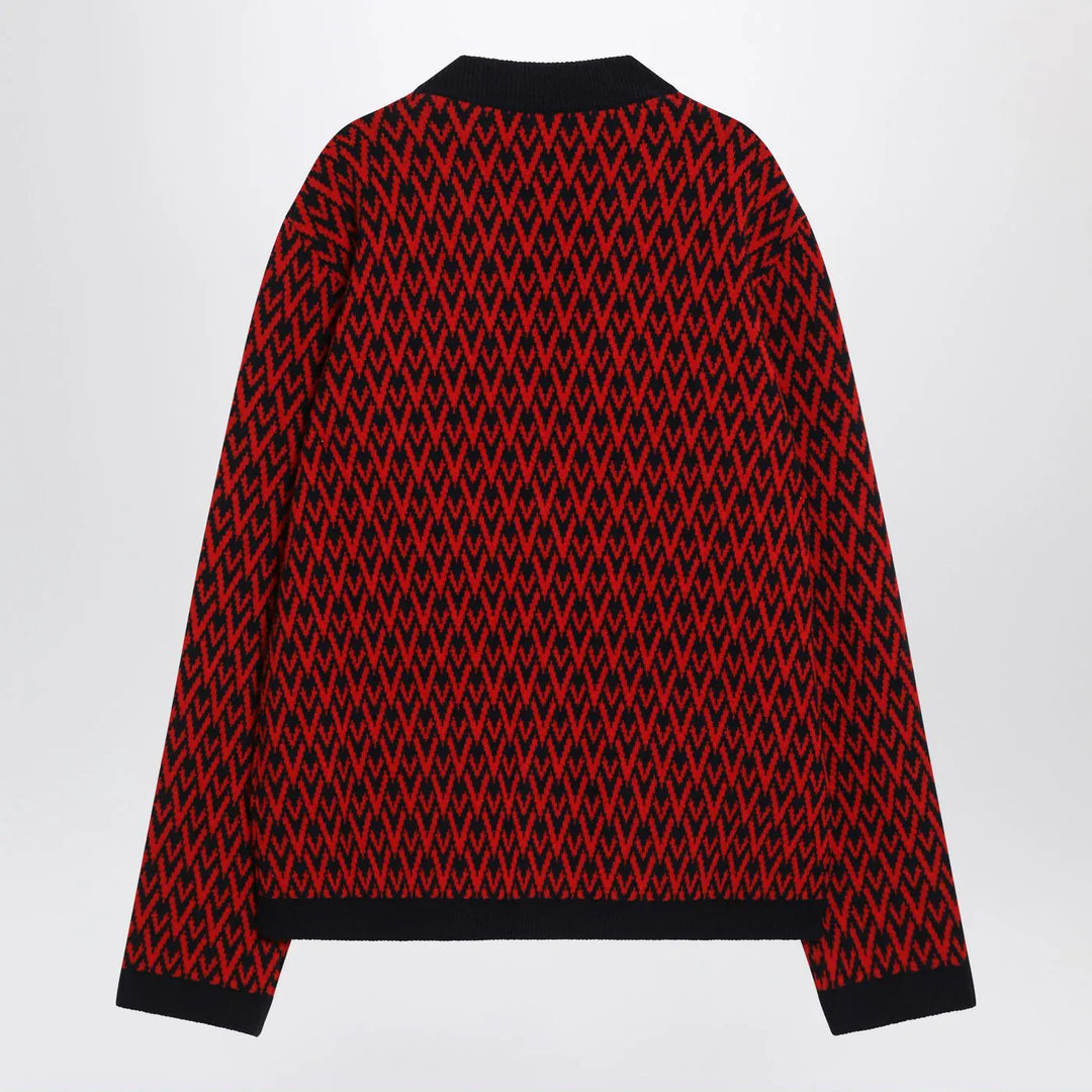 Valentino - Jacquard patterned cardigan Toute la V red/navy blue Brand Shirts &amp; Tops M