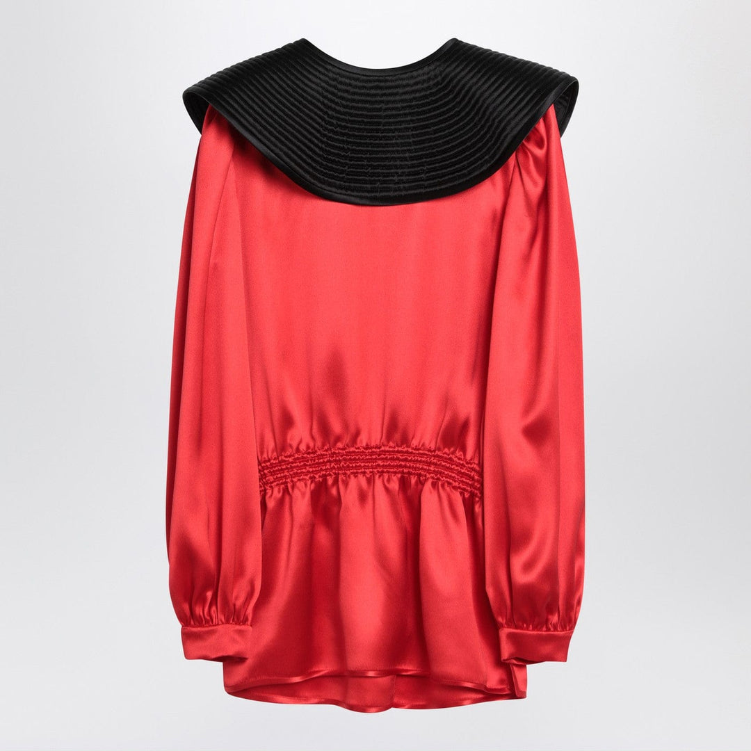 Shirts &amp; Tops Valentino - Red silk blouse with black collar Brand