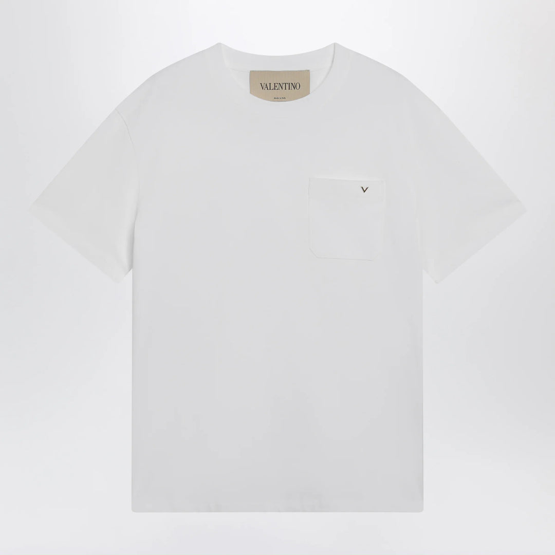 Valentino - White cotton T-shirt with VGold Brand Shirts &amp; Tops S