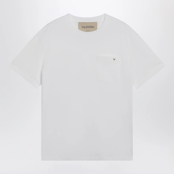 Valentino - White cotton T-shirt with VGold Brand Shirts &amp; Tops S