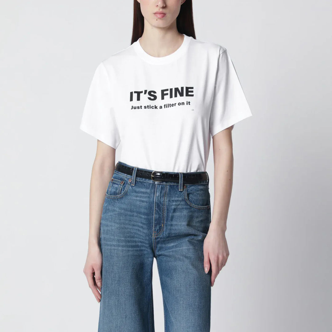 Victoria Beckham - White cotton “It’s Fine” T-shirt Brand Shirts &amp; Tops XS