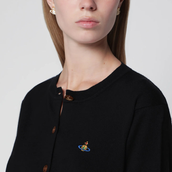 Vivienne Westwood - Bea cotton-cashmere cardigan with Orb embroidery, black Brand Shirts &amp; Tops