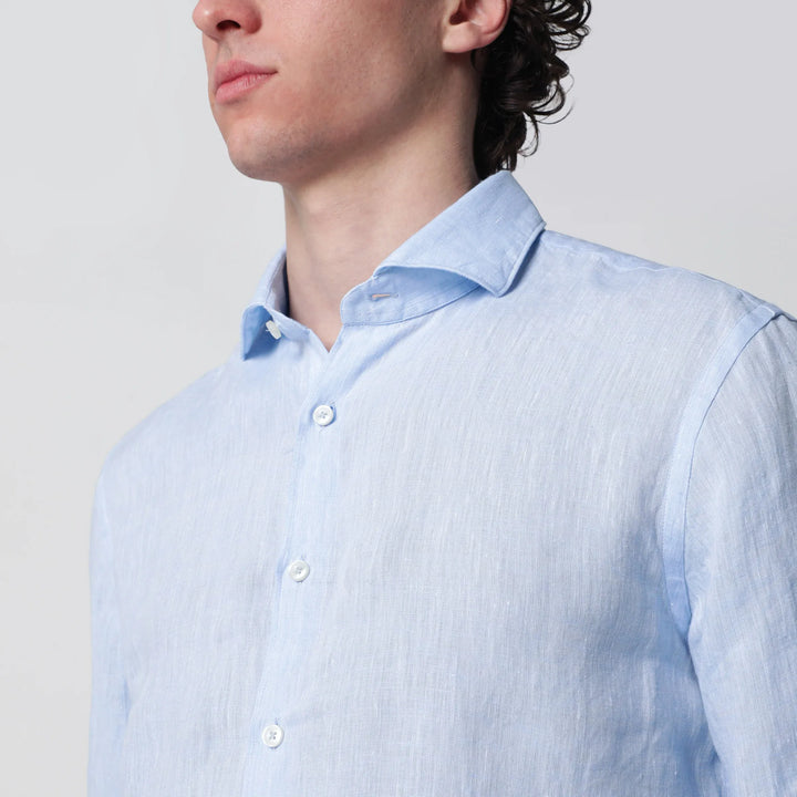 XACUS - Light blue Tailor Fit linen shirt Brand Shirts &amp; Tops