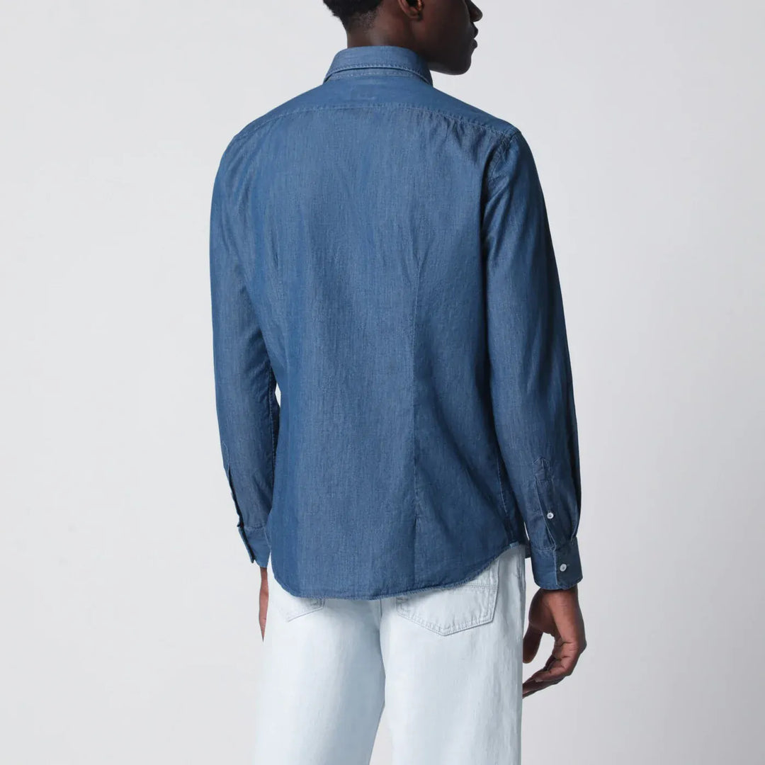 XACUS - Tailor Fit denim shirt blue Brand Shirts &amp; Tops