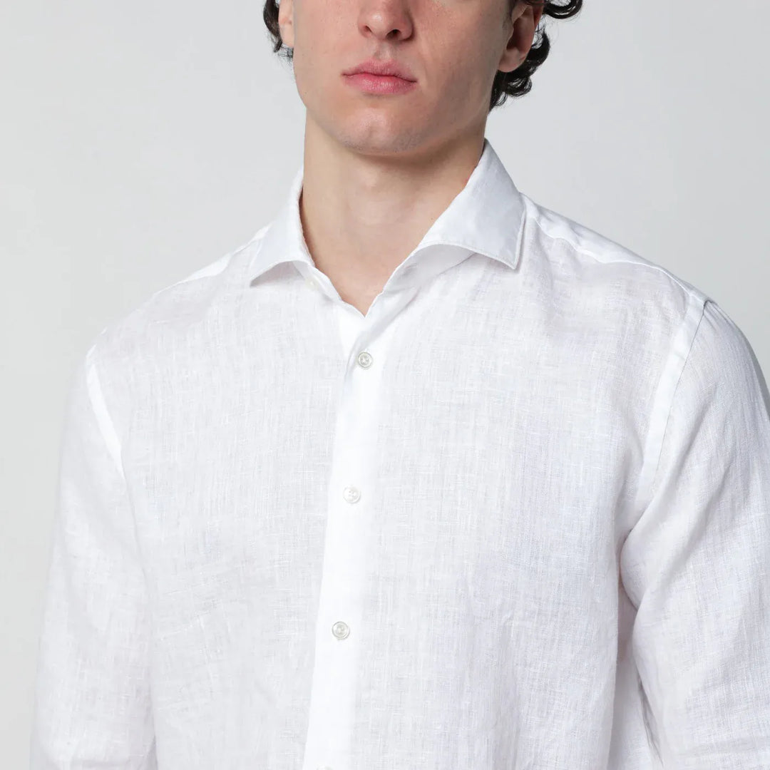 XACUS - Tailor Fit linen shirt white Brand Shirts &amp; Tops