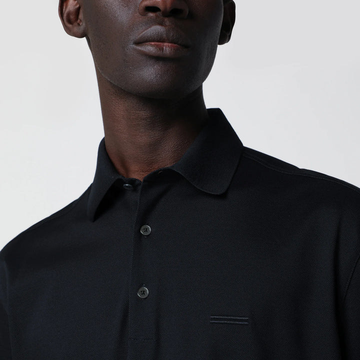 ZEGNA - Navy blue cotton polo Brand Shirts &amp; Tops