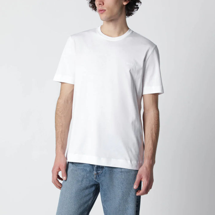 ZEGNA - White T-shirt with embroidered logo Brand Shirts &amp; Tops 48 IT